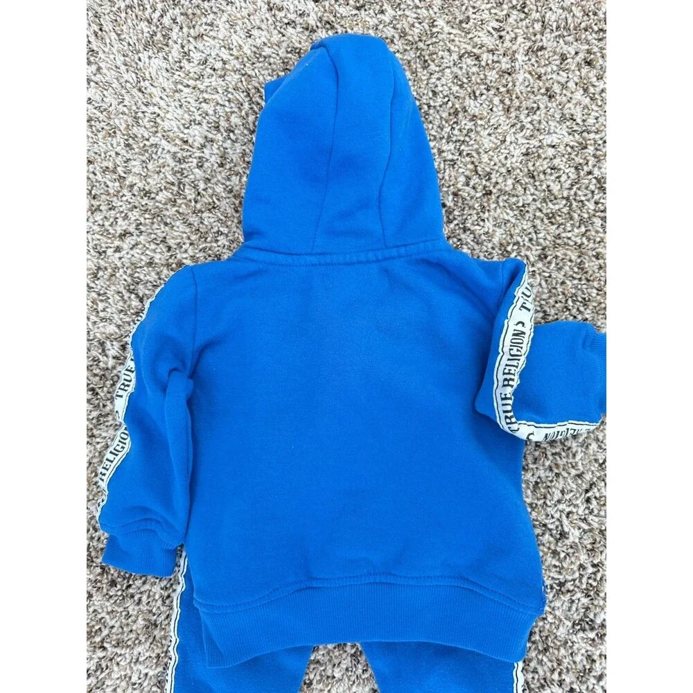 True Religion Baby Boys Fleece Hoodie Jogger Set Blue Size 12 Mths Jacket 18 M